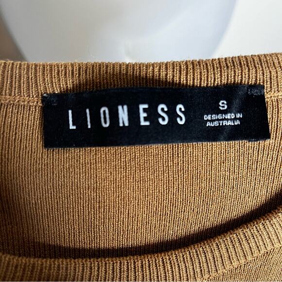 LIONESS Military Minds Dress Size Small Tan Brown Side Ruching Stretchy Tank - Picture 6 of 8